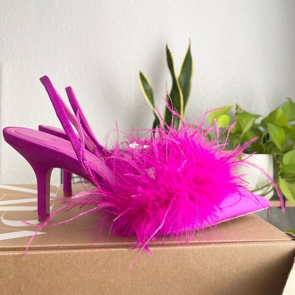 ❤️‍🔥Zara feathered fabric heeled shoes 038/42 - Picture 4 of 16